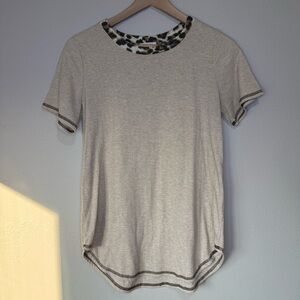 Leopard Trim Gray Women's Top